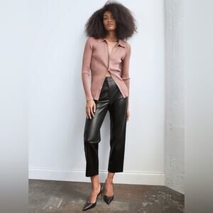 Aritzia Babaton Command Cropped Pant Black Vegan Leather size 4